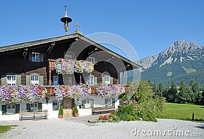Wooden tyrolean House,Ellmau,Tirol,Austria Stock Photo