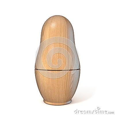 Wooden unpainted matryoshka doll 3D Cartoon Illustration