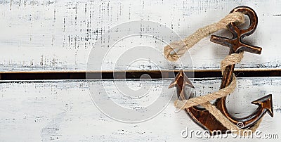 Wooden vintage anchor Stock Photo