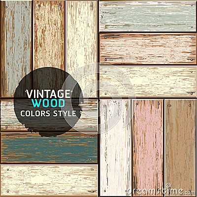Wooden vintage color texture background. Vector Illustration
