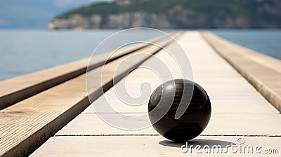 a wooden walkway Stock Photo