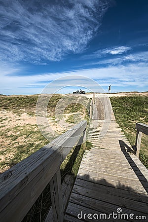 Wooden walkway, Uruguayan eco-lake Garzon Stock Photo