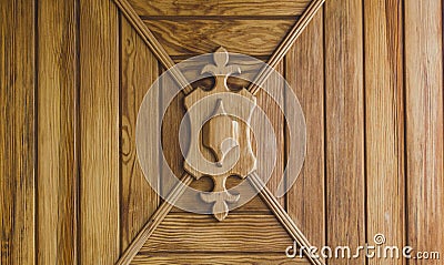 Wooden wall with interesting decoration Stock Photo