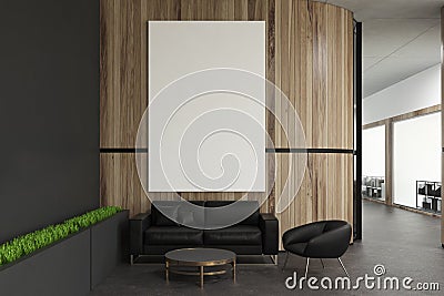 Wooden wall office waiting room, poster Stock Photo