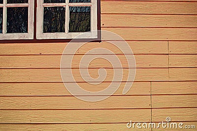 Wooden Wall Texture Windows Reflect Tree Beige Background Stock Photo