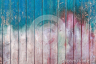 Wooden weathered rustic colorful blue turquoise red wooden wood panel plan abstract texture background Stock Photo