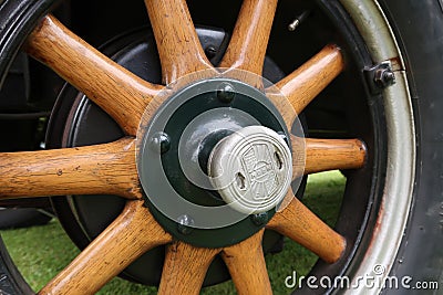 Wooden Wheels on a Nash Sedan Editorial Stock Photo