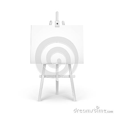 Wooden White Easel with Mock Up Empty Blank Horizontal Canvas Isolated on Background Vector Illustration