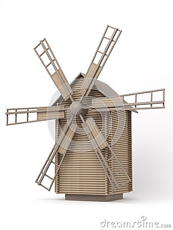 Wooden windmill Stock Photo