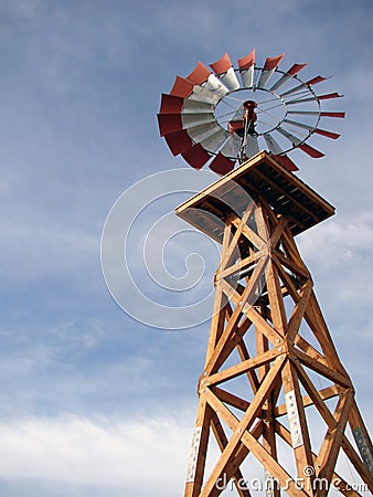 Wooden Windmill Stock Photo