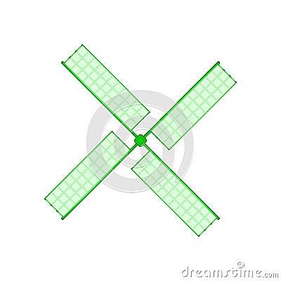 Wooden windmill in green design Vector Illustration