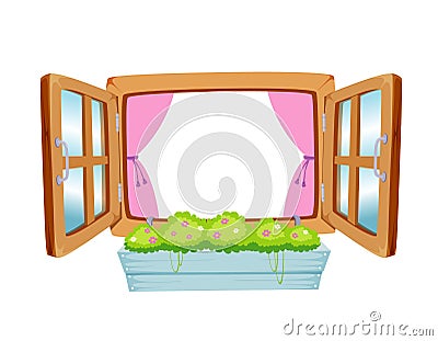 Wooden window Vector Illustration