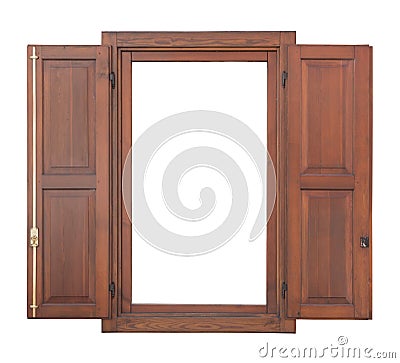 Wooden window with open shutter Stock Photo