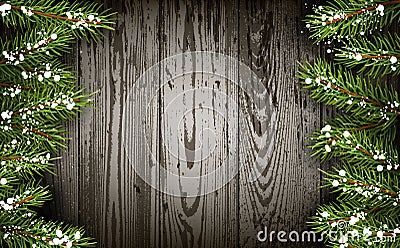 Wooden winter background Vector Illustration