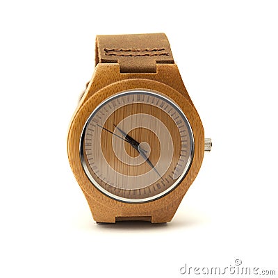 Wooden wristwatch Stock Photo