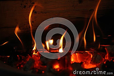 Woodfire Fire glow wood Stock Photo
