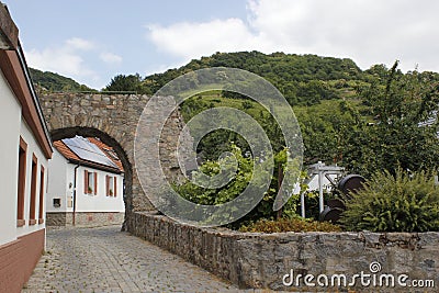 Woodframe houses in Zwingenberg Stock Photo