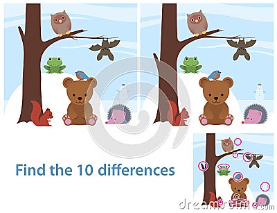 Woodland animals kids educational puzzle Vector Illustration