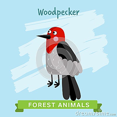 Woodpecker Vector, forest animals. Vector Illustration