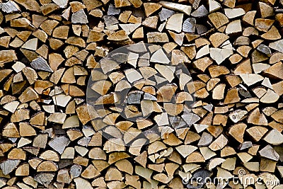 Woodpile are stacked from differen kind types Stock Photo