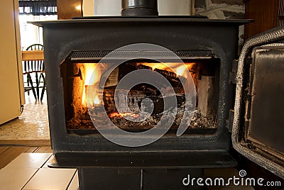 Woodstove Fire Stock Photo