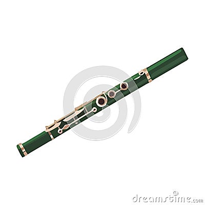 Woodwind musician playing shiny brass wind instrument Vector Illustration