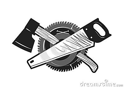 Woodwork, joinery, carpentry logo or icon. Vector illustration Vector Illustration