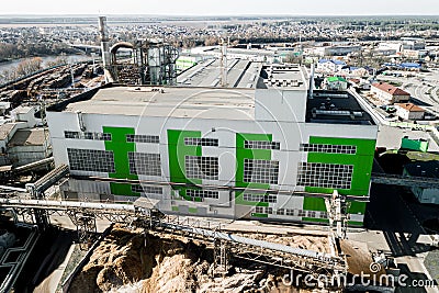 Woodworking factory buildings top view Stock Photo