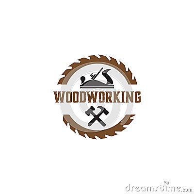 Woodworking gear logo design template vector element isolated Vector Illustration