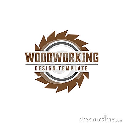 Woodworking gear logo design template vector element Vector Illustration