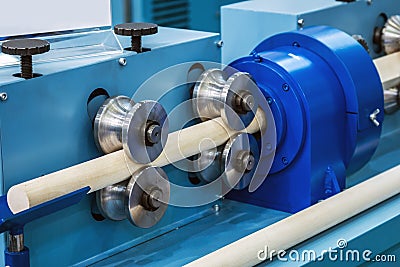 Woodworking machine for turning and milling wood products Stock Photo