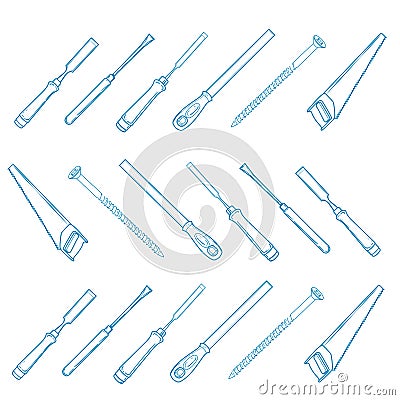 Woodworking tools icons - vector icon set Vector Illustration