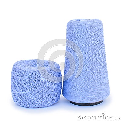 Blue wool yarn for knitting Stock Photo