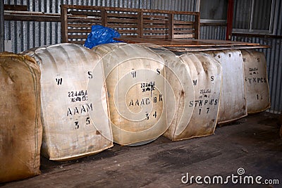 Wool bales in storage western Australia Editorial Stock Photo
