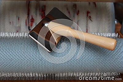 Wool carding Stock Photo