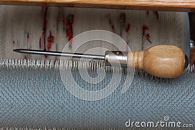 Wool carding Stock Photo