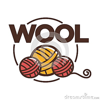 Wool clew icon for knitting handicraft or clothing label tag Vector Illustration