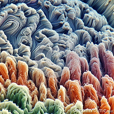 wool fibers viewed with a microscope Stock Photo