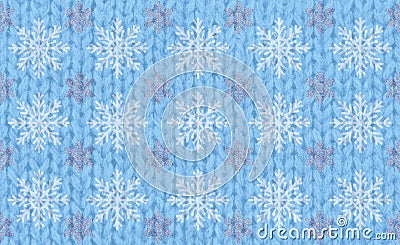 Wool knitwear, winter pattern with snowflakes Stock Photo