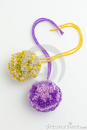 Wool Pom Poms Stock Photo