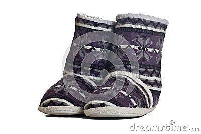 Wool slippers Stock Photo