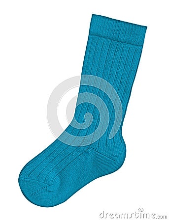 Wool sock isolated - blue Stock Photo