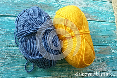 Wool yarns for knitting. Close-up. Stock Photo