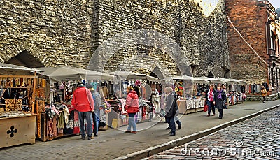 Woolen hand knitted clothes in Tallinn,Estonia Editorial Stock Photo