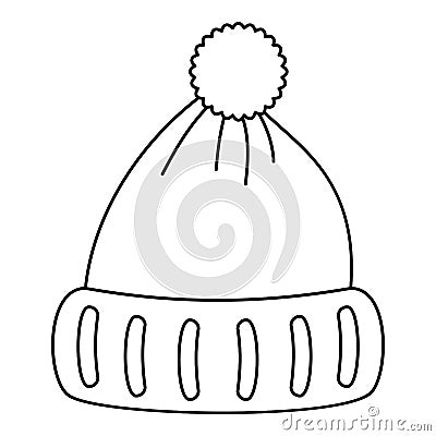 Woolen hat icon, outline style Vector Illustration