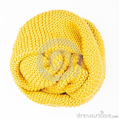 Woolen scarf. Yellow scarf isolated on white background Stock Photo