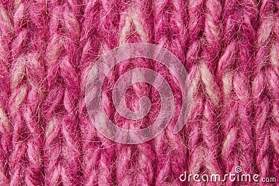 Woolen texture background, knitted wool fabric, pink hairy fluff Stock Photo