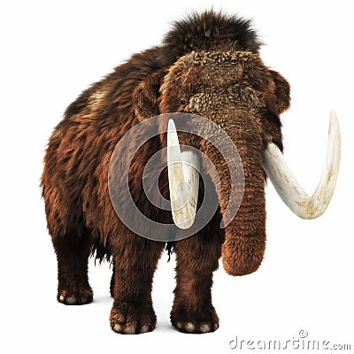 Woolly Mammoth on an isolated white background. Stock Photo