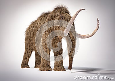 Woolly mammoth realistic 3d illustration. Front perspective view Cartoon Illustration