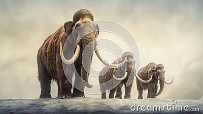 Woolly mammoths. elephant mammoth. Generative ai Stock Photo